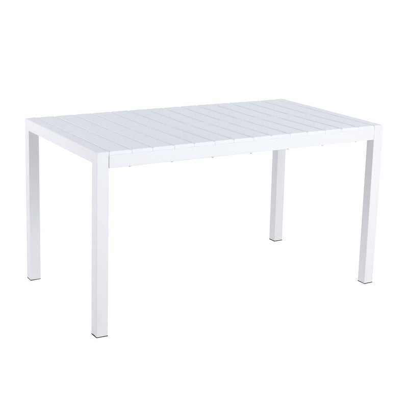 Modern Long Table, UV Resistant And Rust Proof, Pp Tabletop, UV Resistant Powder Coated Metal Legs - Snow White