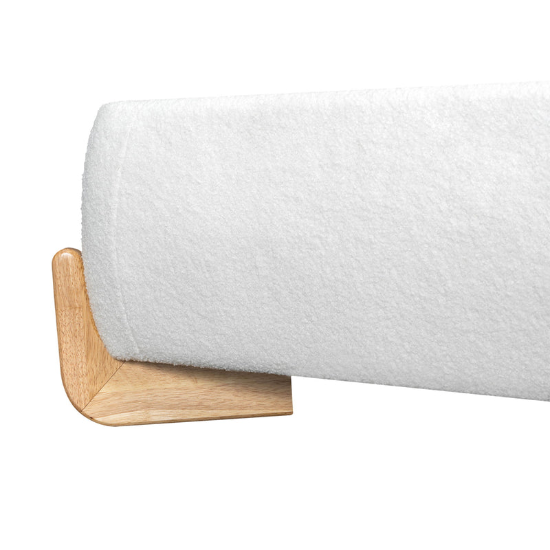 Elegant Boucle Upholstered Bed With Solid Wood Feet