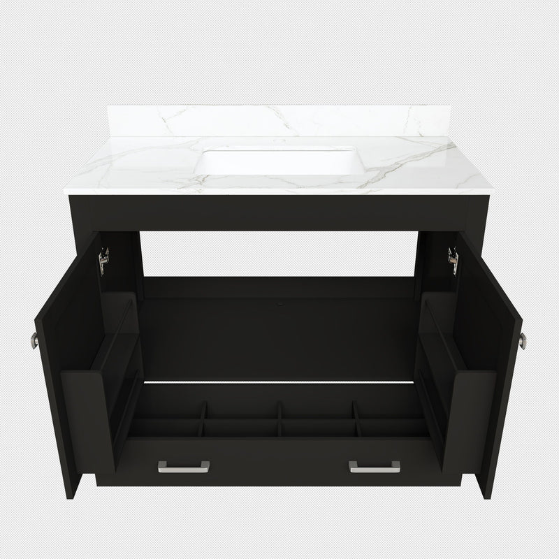 Bathroom Vanity Set, Fluted Cabinet, Soft Close Doors & Drawers - Black