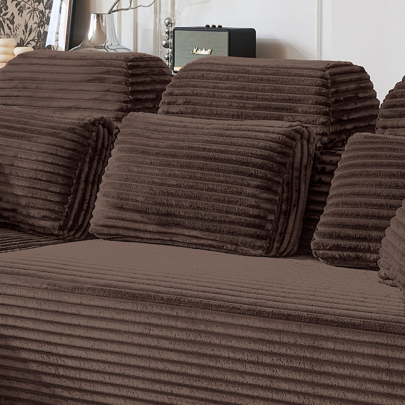 Sectional Sleeper Sofa & Storage Pockets, Modular Couch With Throw Pillows For Living Room