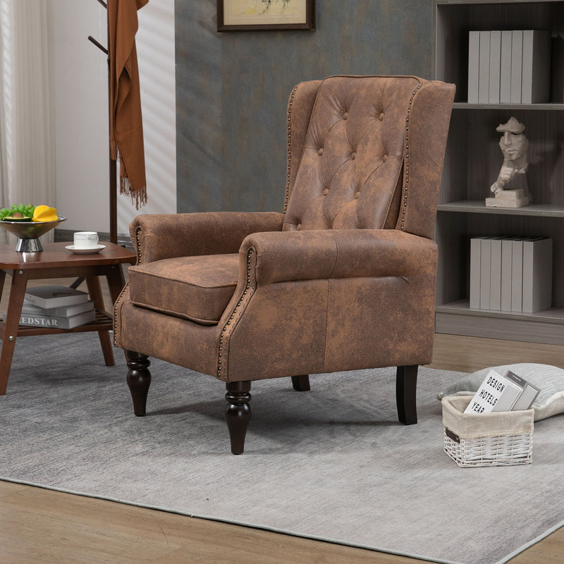 Modern Accent Armchair With Sturdy Wood Legs