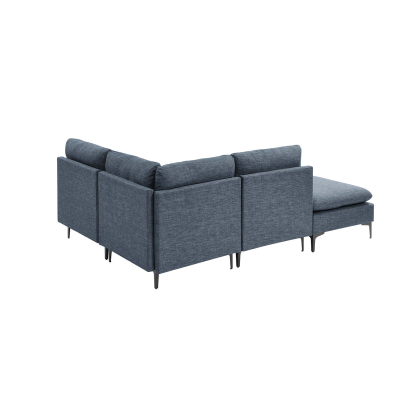 Upholstered Modular Sectional With Tall Legs, Medium Firm Seat