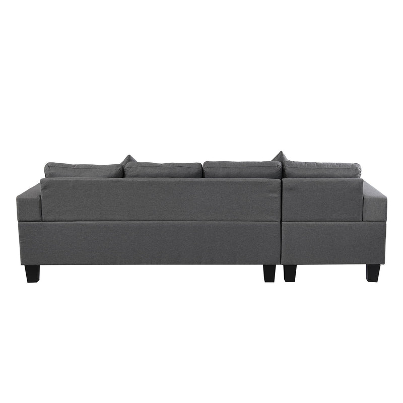Modern Sectional Sofa Set With L Shape Chaise Lounge, Cup Holder, 4 Seat - Gray