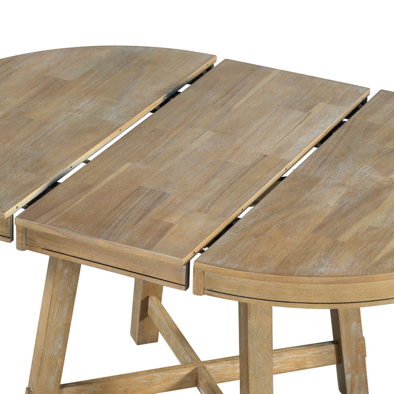 Round Extendable Dining Table Set With 4 Upholstered Chairs