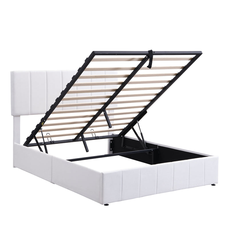 Elegant Upholstered Platform Bed With Hydraulic Storage System
