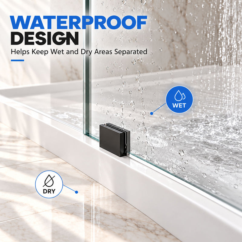Frameless Bathtub Shower Screen, Reversible Installation