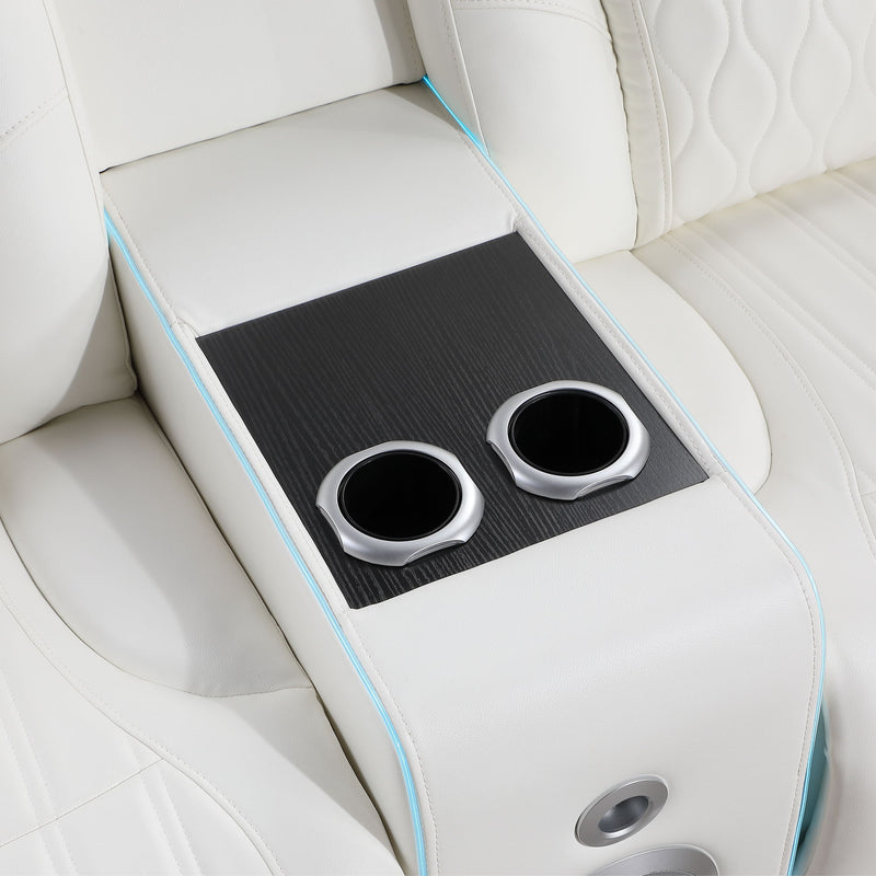 Electra - Power Recliner Sectional Sofa With Power Headrests, Console Loveseats, Wedge, LED Light Strip, Speakers