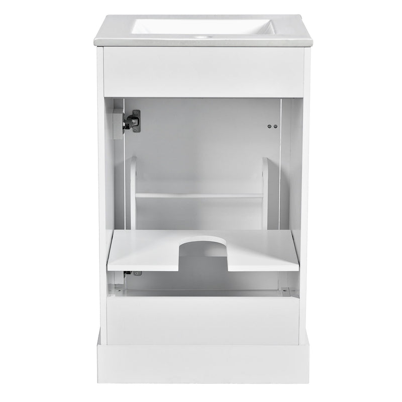Elegant Bathroom Vanity With Ceramic Sink, Soft Close Door, Adjustable Shelf