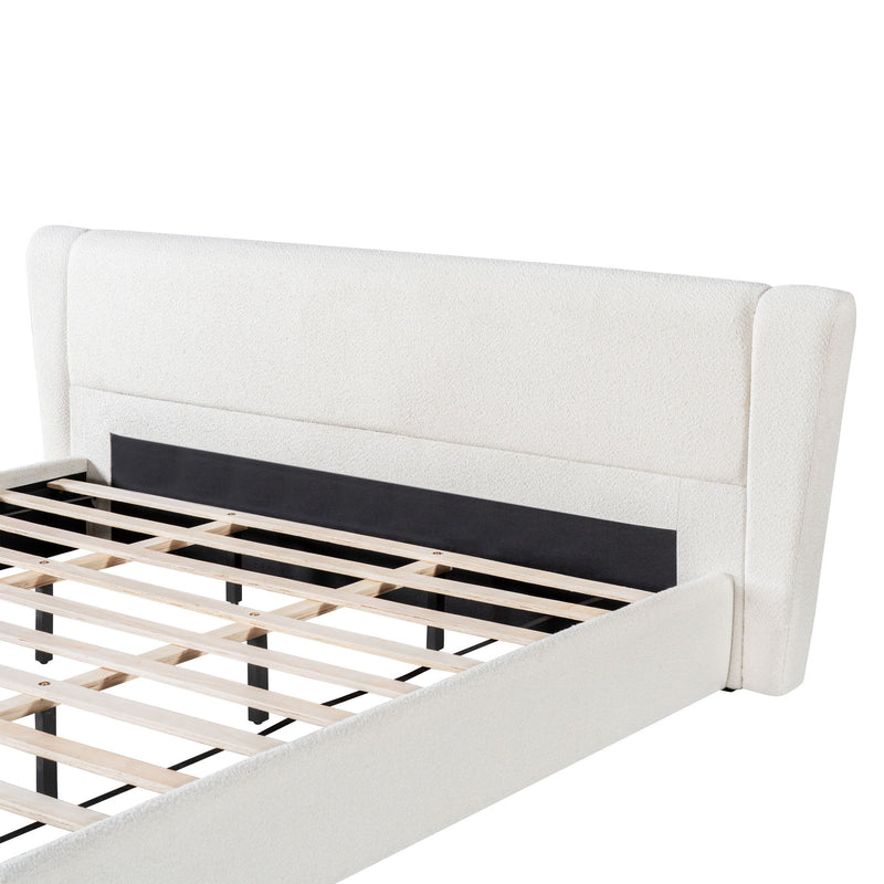Upholstered Wingback Platform Bed Frame, No Box Spring Needed
