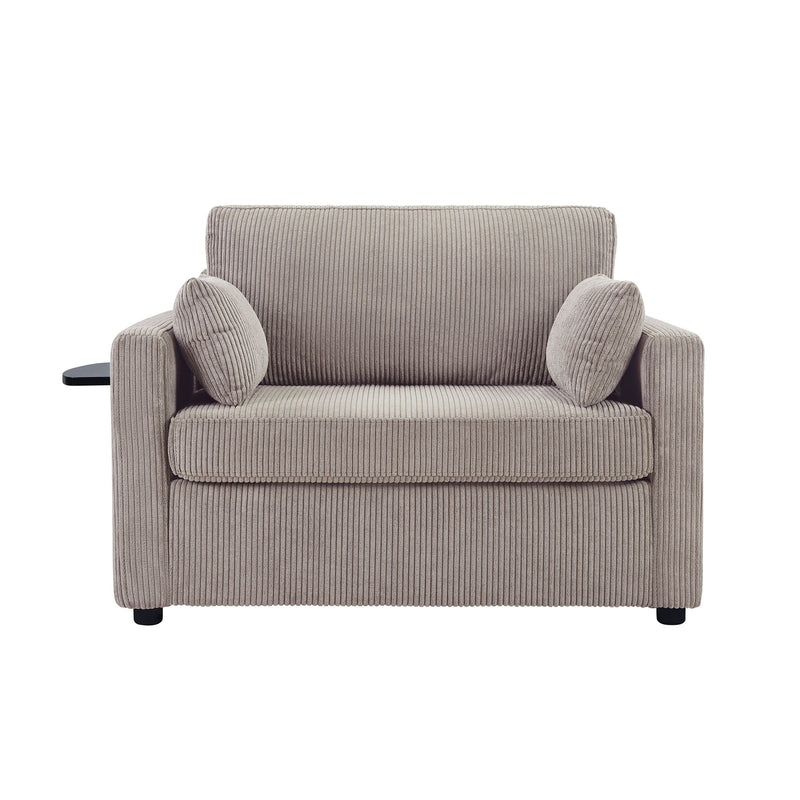 Sleeper Sofa With Foldable Mattress, USB Ports, Side Table & Storage Pocket