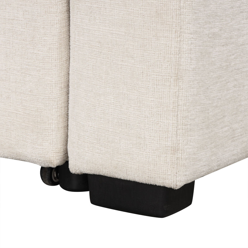 Sectional Sofa Convertible Pull-Out Bed With Storage Ottoman & USB Ports