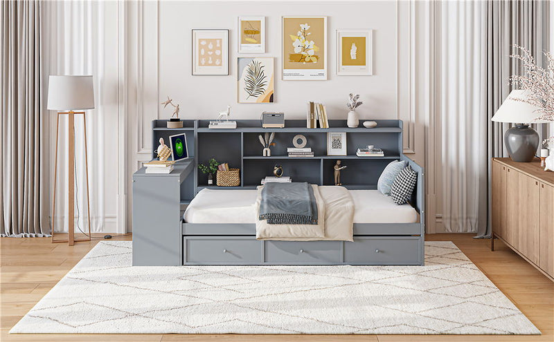 Daybed With 3 Drawers USB Ports And Desk