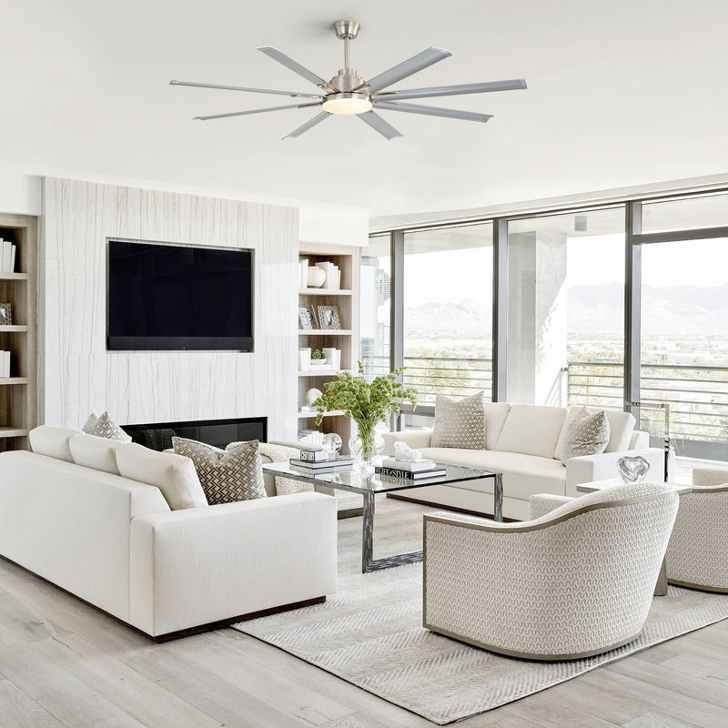 DC Motor Ceiling Fan With Dimmable Light And 8 Blade Aluminum Blades - Nickel