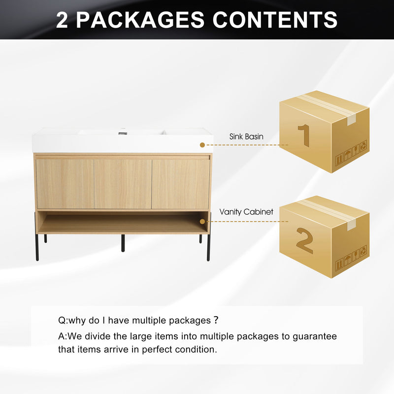 Modern Bathroom Vanity Combo With Single Resin Sink And Storage Cabinet