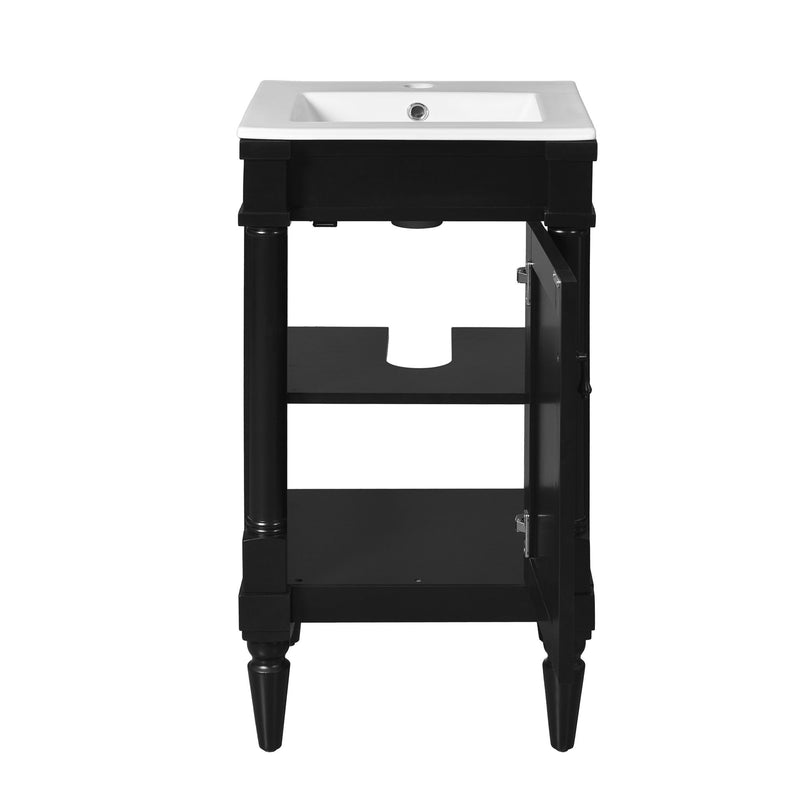 Bathroom Vanity With Sink, Storage Cabinet With Door, Drop In Sink, Compact Freestanding Design
