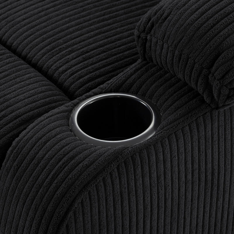 Adjustable Manual Recliner, Ergonomic Lounge Chair With Phone Holder And 2 Cup Holders