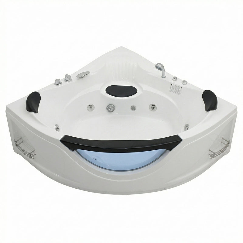 Xavier - Double Corner Massage Bathtub - Milk White