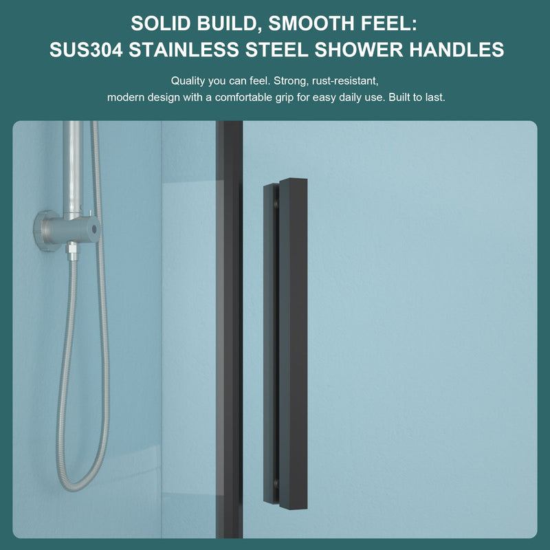 Diamond Shaped Corner Shower Door, Inward Sliding, Stainless Steel Frame