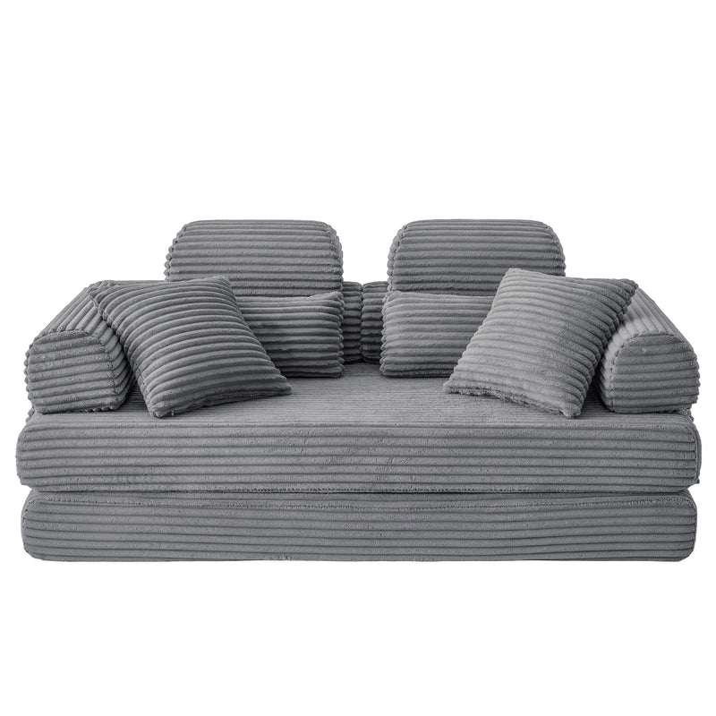 Convertible Sleeper Sofa With & Side Storage Pocket, Foldable Upholstered Couch For Living Room