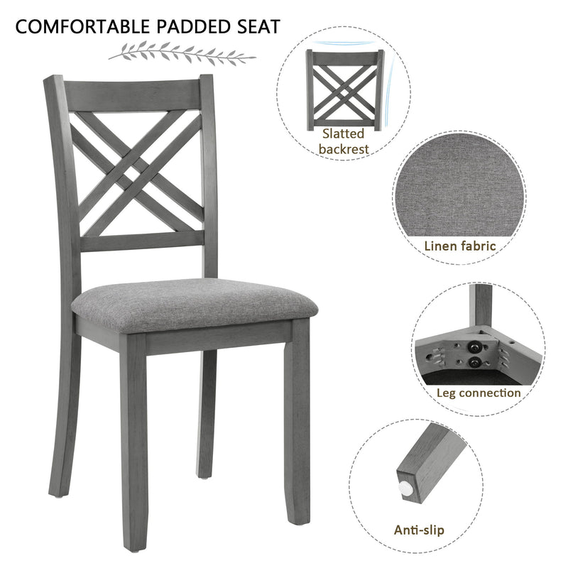 Kitchen Dining Set, Rectangular Dining Table & Upholstered Chairs