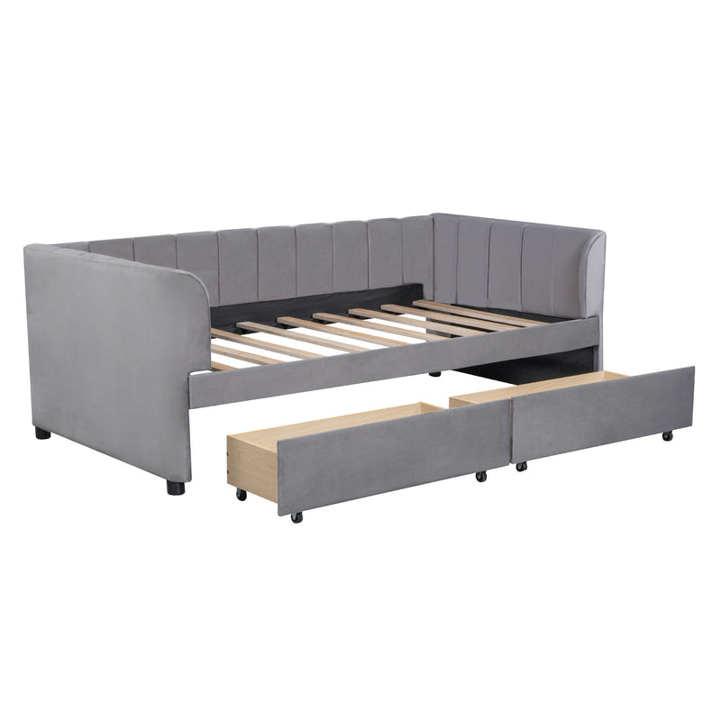 Upholstered Daybed With Ergonomic Design Backrest