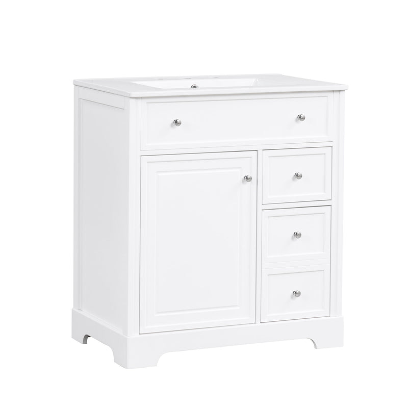 Bathroom Vanity With Sink Top, Cabinet With Door And 2 Drawers - White