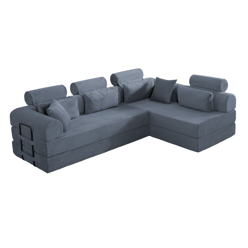 Modern L-Shape Modular Sectional Sofa, Compressed Design