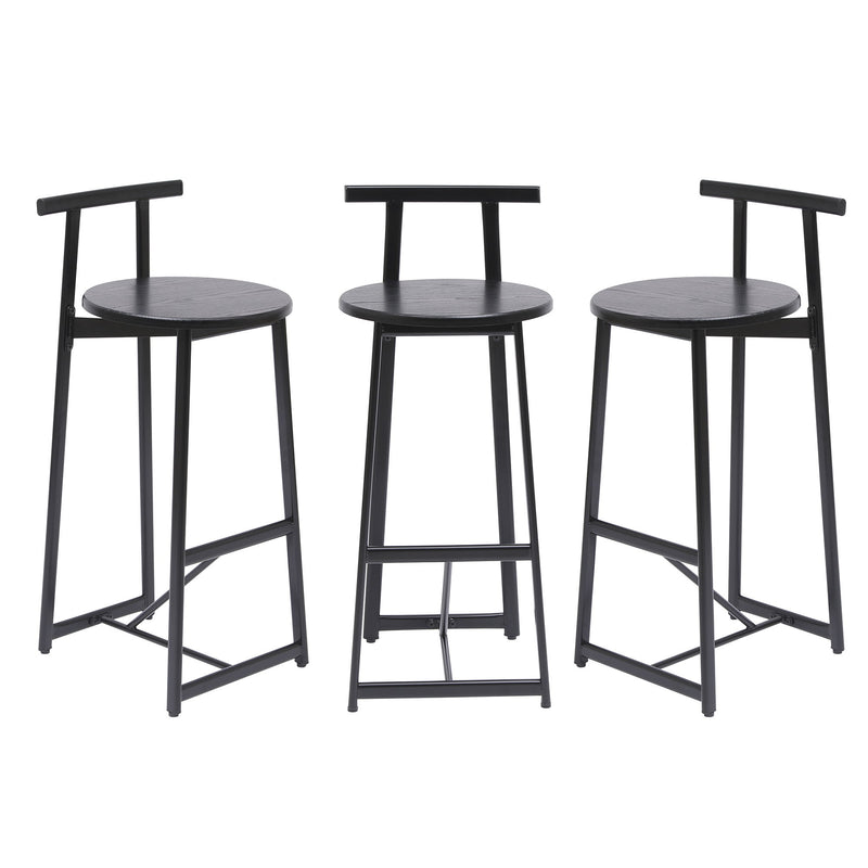Modern Bar Stools With Backrest For Kitchen (Set of 3)