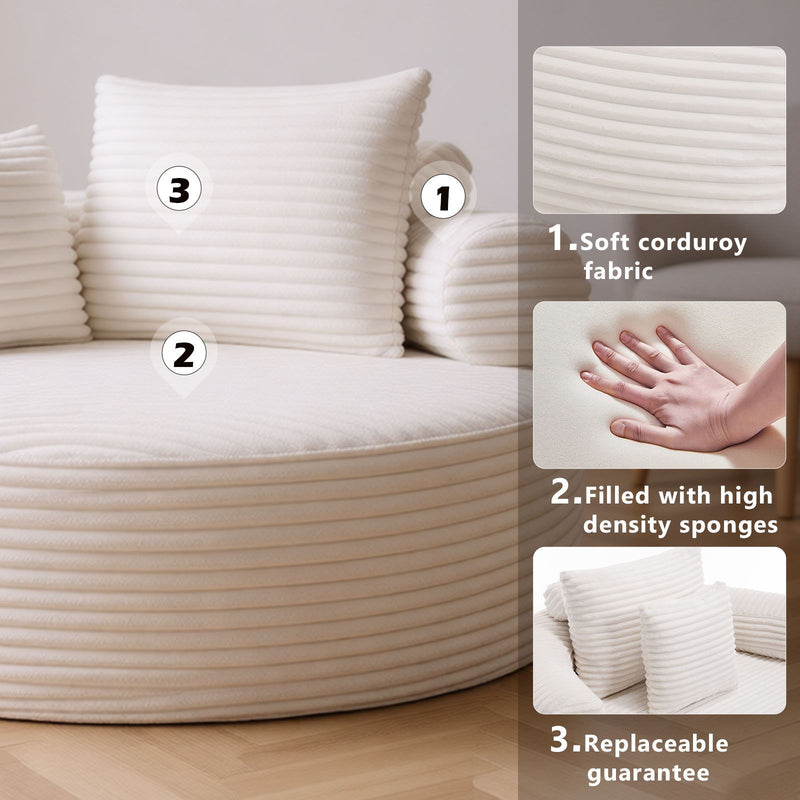 Round Sofa Bed With 3 Pillows For Living Room