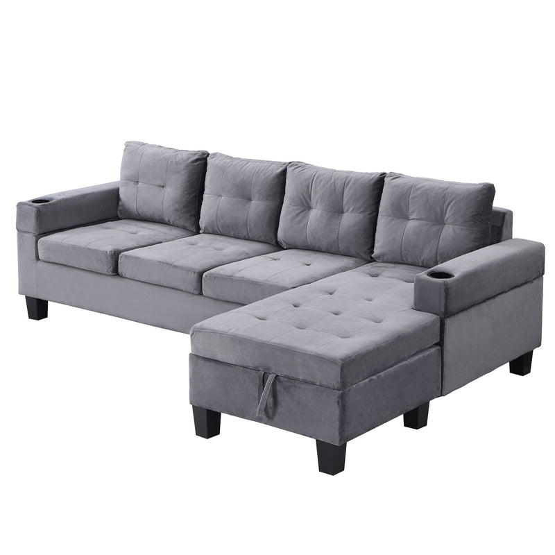 Modern Sectional Sofa Set With L Shape Chaise Lounge And Storage