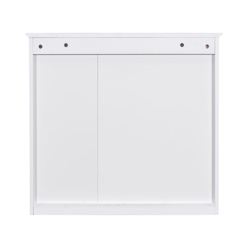 Bathroom Vanity With Top Sink, 2 Doors And 3 Drawers, Freestanding Set With Mirror Cabinet