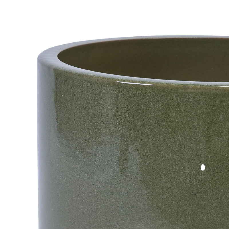 3 Pieces Ceramic Flowerpot, Planter For Patio, Garden Or Windowsills - Antique Light Green