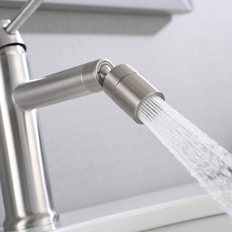 2 Mode Bathroom Faucet With 360 Degree Rotating Aerator For Sink