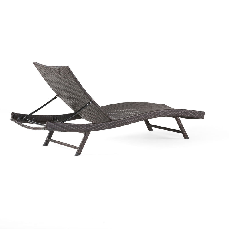 Kauai - Modern Style Pe Wicker Chaise Lounge - Brown Multi
