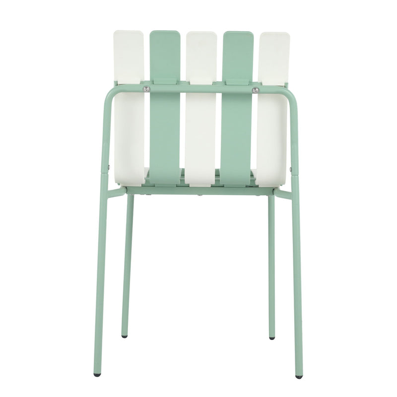 Single Chairs With Color Blocking Design (Set of 4) - Haze Green / White