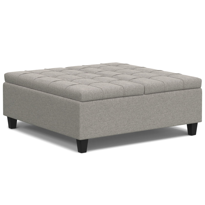 Harrison - Large Square Coffee Table Storage Ottoman - Gray