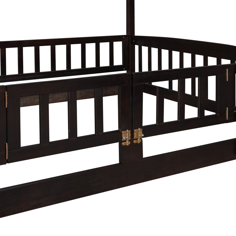 Low Bunk Bed With Slide, Fence And Ladder