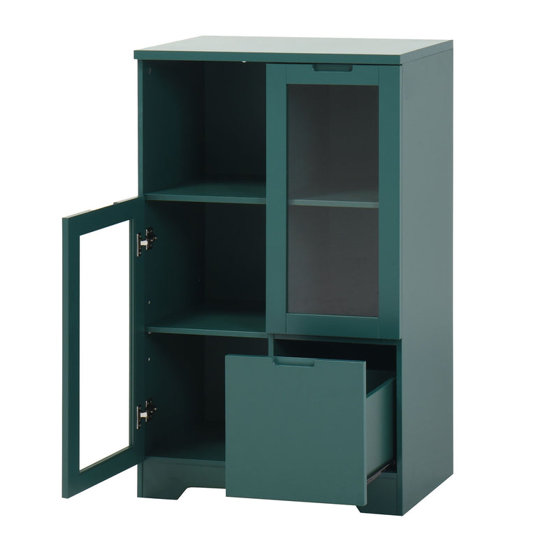 Modern Cabinet With Glass Doors And Drawer