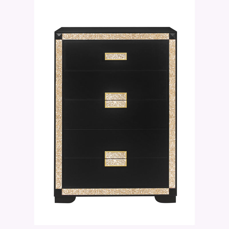 Lively - Chest With Glitter Detail And Thick Bar Handle Hardware - Black