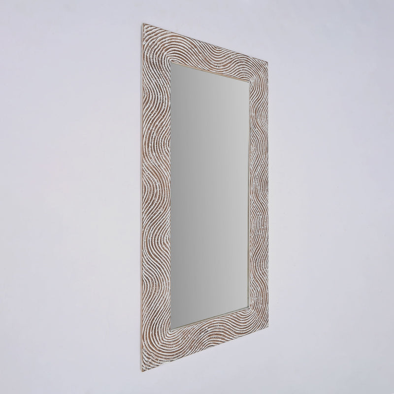Handcarved Rectangle Mirror Accent With 3mm Glass - Antique White