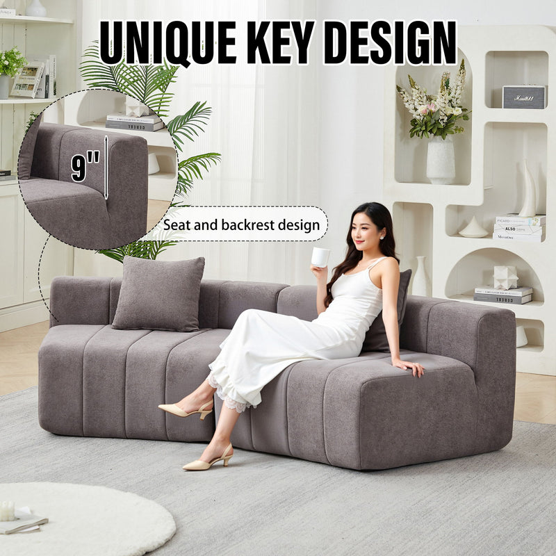 Curved Sectional Sofa With 2 Pillows For Living Room - Gray