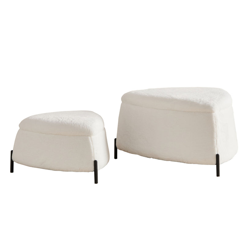 Upholstered Storage Ottoman Set With Reversible Lid