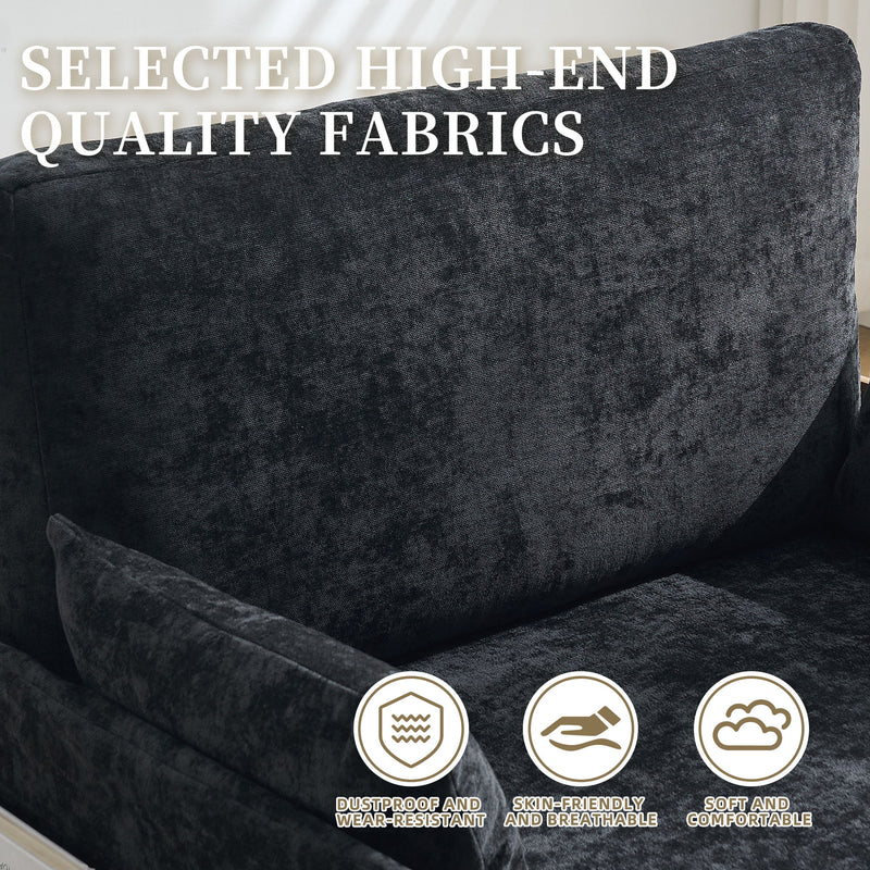 Mid Century Modern Foldable Sofa Bed, 3 In 1 Convertible Sleeper With 3 Pillows