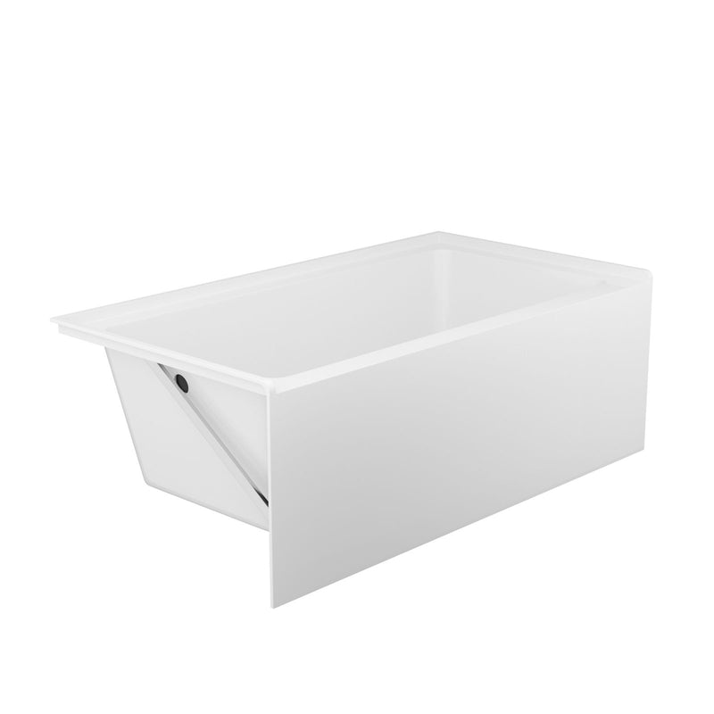Alcove Soaking Bathtub With Skirt - Back-To-Wall Design, Compact - Glossy White