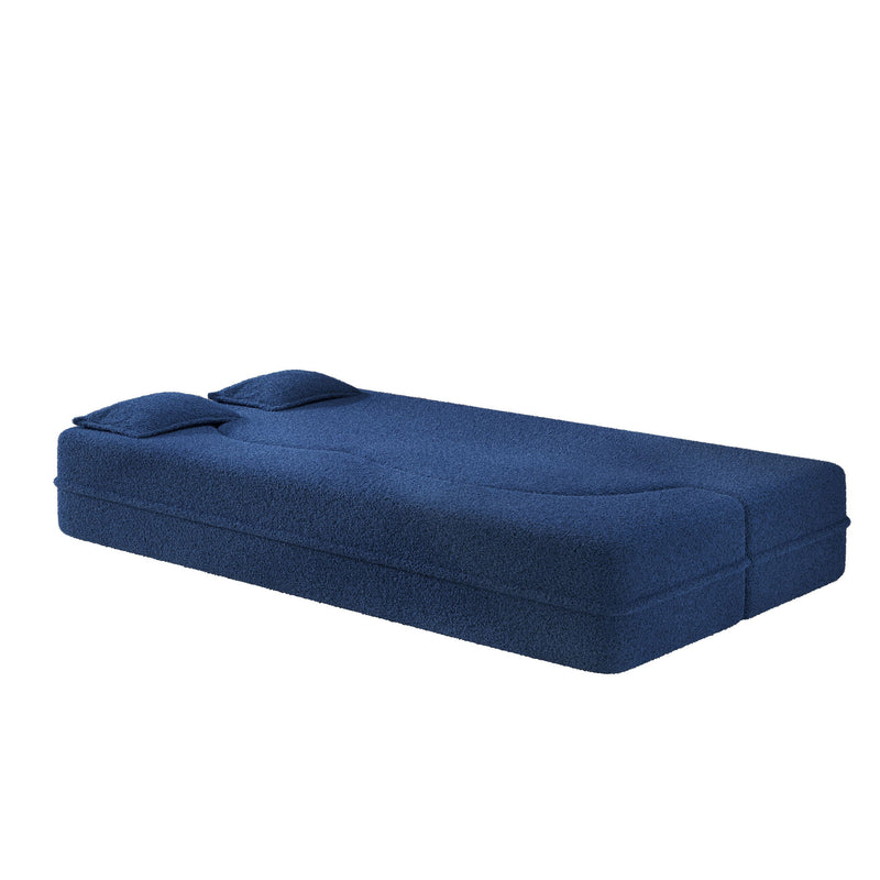 Modern Floor Sleeper Sofa Bed With 2 Pillows, Convertible Twin Size Folding Mattress For Living Room