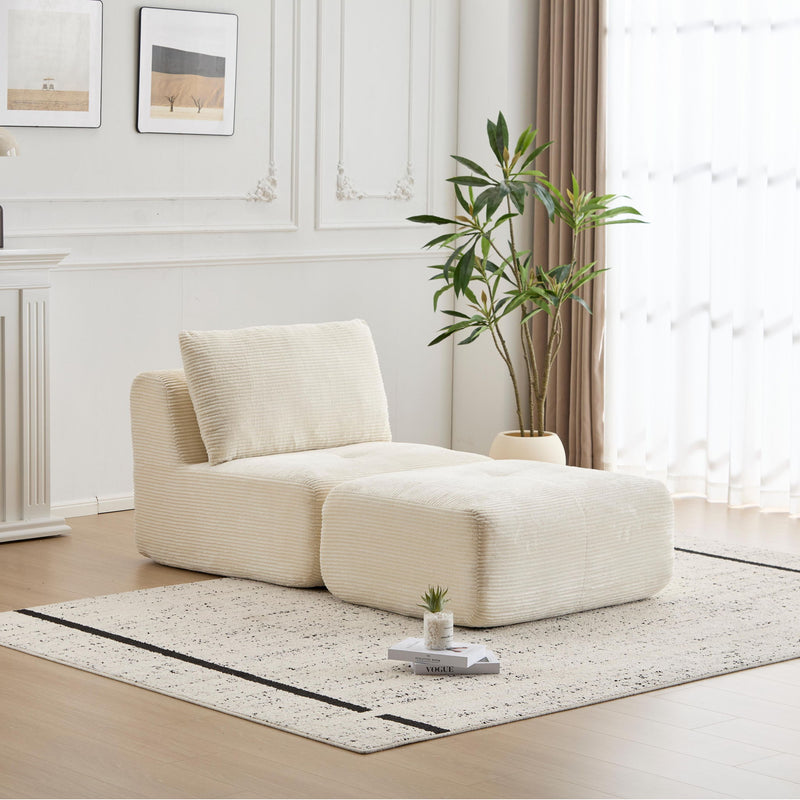 Single Chaise Longue With Movable Ottoman For Living Room