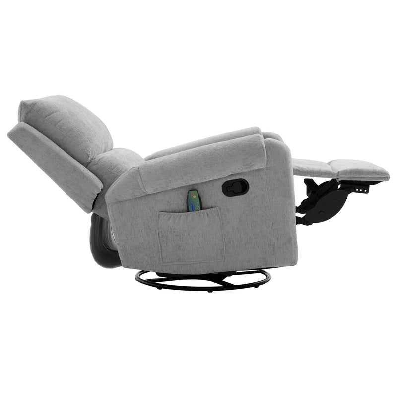 Manual Recliner Massage Chair With Swivel Rocker, 8 Massage Modes, Side Storage Pocket