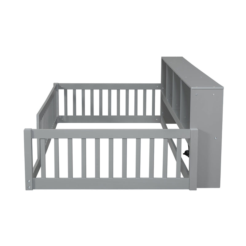 Floor Bed With Storage Cabinets And USB Ports