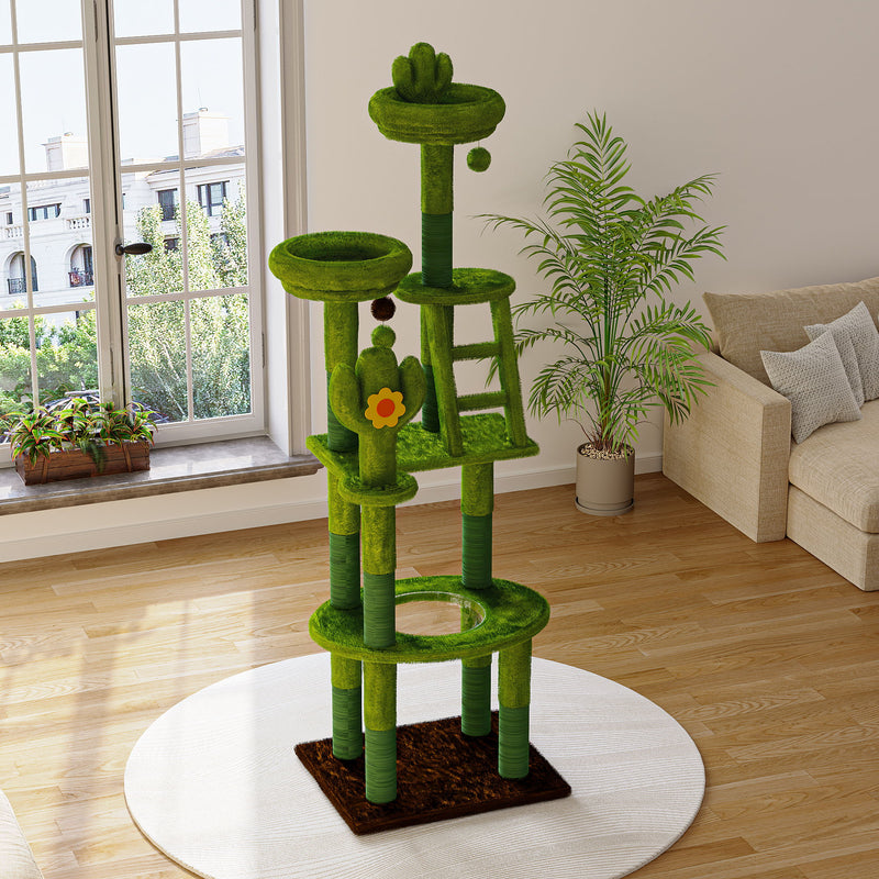 Cactus Cat Tree With Transparent Capsule