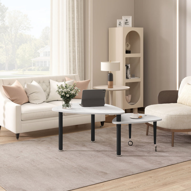 360 Degree Rotatable Coffee Table With Solid Legs